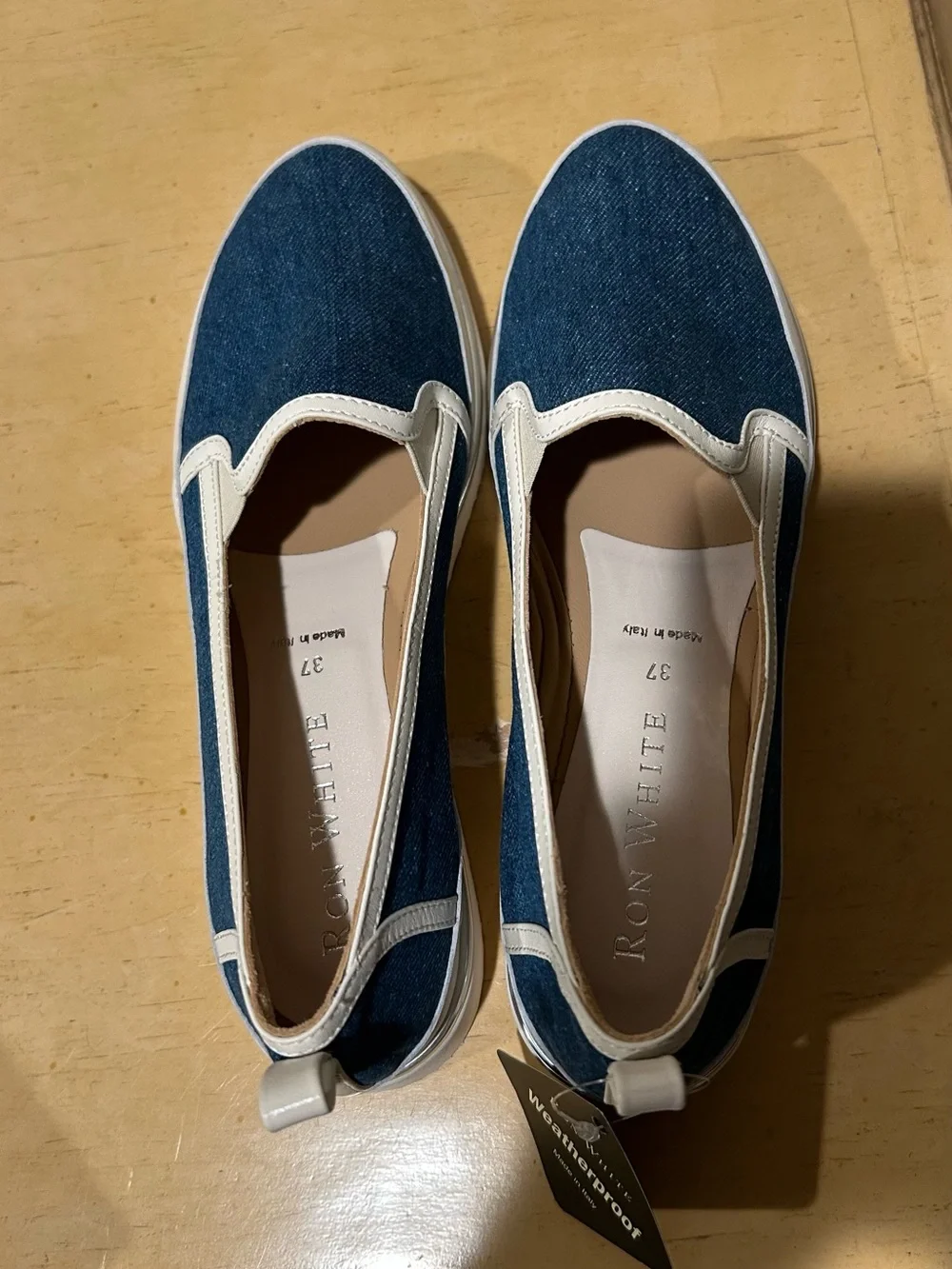 Ron white Melanie slip on denim fabric wedge in size 37 euro us 6.5